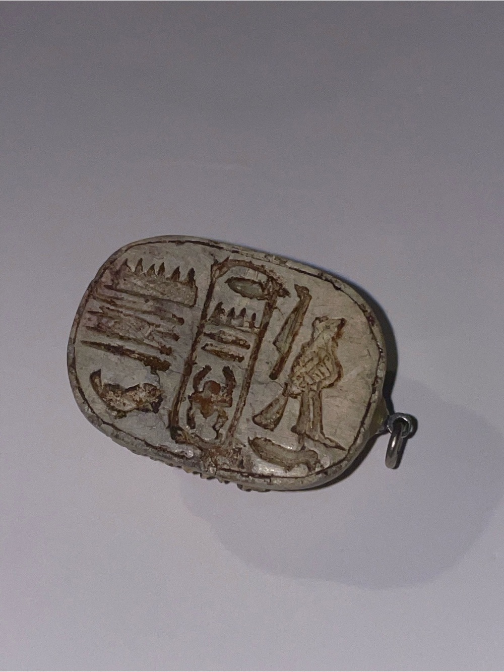 Hand-Carved Scarab Pendant — Ivory-Beige Amulet - Picture 2 of 5